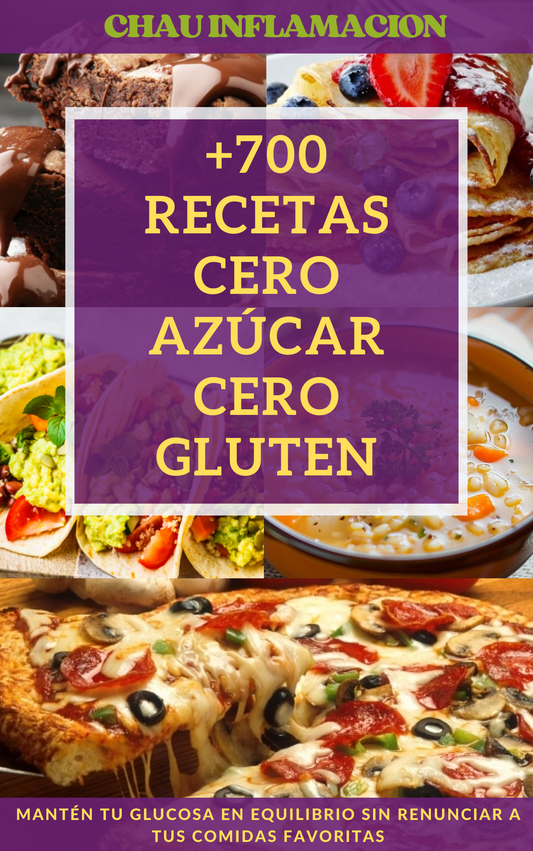 +700 Recetas CERO Azúcar CERO Gluten + 4 BONOS DE REGALO